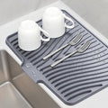 TIKNIK Silicone Dish Drying Mat for Kitchen Counter, Grey-1pcs, 16" x 12" | Heat Resistant & Non-Slip Dish Drain Pad with Built-In Drain, Dishwasher Safe, Quick-Dry, Hangable & Roll-Up for Storage by TIKNIKHomeOutdoor