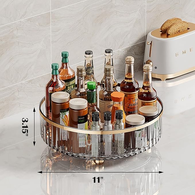Clear Lazy Susan Pantry Organizers and Storage, 11” Turntable Organizer, Rotating Storage Rack for for Kitchen, Pantry,Cabinet, Dining Table,Fridge,Countertop,Vanity,Food Storage - Image 2