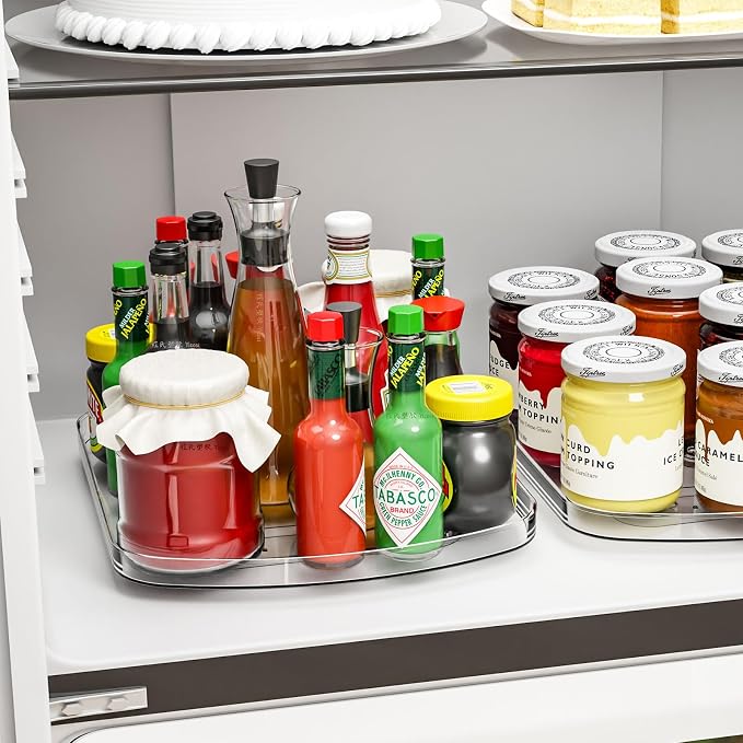 Clear Refrigerator Lazy Susan Turntable,15.7''x11.8'',Rectangular Fridge Turntable Organizer,Large Rotating Fridge Tray for Kitchen,Countertop,Pantry,Cabinet,Jars and Condiment Organizer,2 Pack - Image 7
