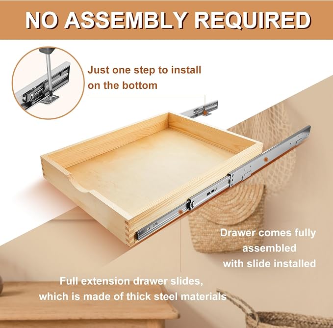 Sintuff 4 Pack Wooden Pull out Tray Cabinet Organizer Gentle Close Roll out Shelves for Kitchen Cabinets Fully Assembled Slide Pantry Shelves (18'' X 21'') - Image 4