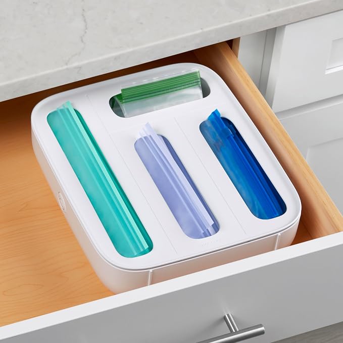 YouCopia StoraBag Drawer Food Bags Dispenser, 4-Slot, Plastic Sandwich Bag Organizer for Kitchen Storage, White (Pack of 6) - Image 5
