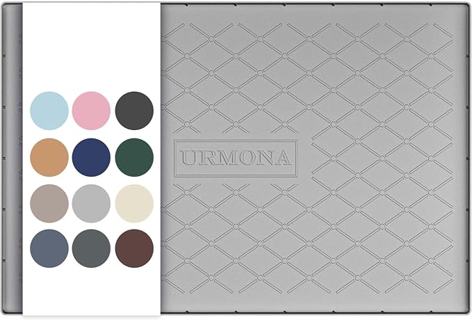 URMONA 31" x 22" Waterproof Silicone Mat in Multiple Sizes & Colors, Under Sink Mat for Kitchen & Bathroom, Pet Food Pad for Dogs & Cats, Kitchen Cabinet Liner, Multi-Purpose for Storage(Light Grey) by URMONA