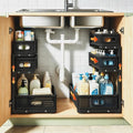 2 Pack 3 Tier Under Sink Organizer with Pull Out Drawer, Height Adjustable Heavy Duty Metal Under Cabinet Organizer, Smooth Sliding Storage Shelf for Kitchen, Bathroom Cabinet Organization, Black by Unknown