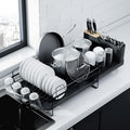Kitsure Extendable Dish Drying Rack, 19.2"-26.7" L x 12.9" W, Black | Large Dish Rack, Multifunctional Dish Rack for Kitchen Counter, Anti-Rust Dish Drainers with Cutlery & Cup Holders by Kitsure
