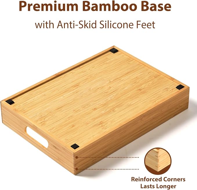 Large Bamboo Food Container Lid Organizer for Kitchen Cabinet (Pack of 3) - Image 4