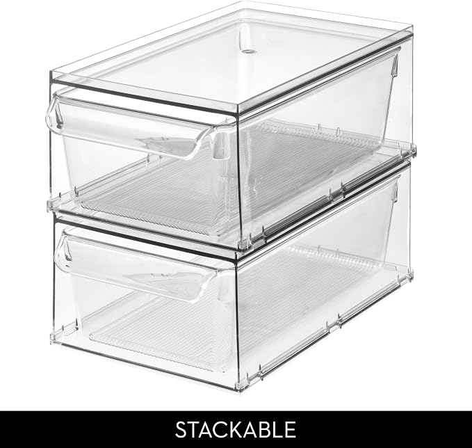 iDesign Linus Collection Stackable Kitchen Storage Drawer, Clear | For Fridge, For Pantry, For Under-Sink, For Cabinet - Image 4