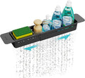NiHome Extendable Kitchen Sink Caddy Extra Long Brush Sponge Storage Holder | Expandable Kitchen In Sink Organizer Extra Long for Brush & Sponge with Drainage, Adjustable Length, Non-Slip Pads (Black) by NiHome