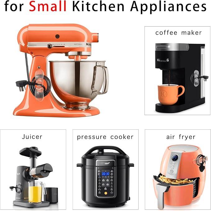 Cord Organizer Kitchen Appliances, Holder for Stand Mixer Clear | 6PCS Self Adhesive Stick On Silicone Cable Wrap Keeper Hook Clip, Electric Wire Hider Accessories, Compatible with KitchenAid - Image 4