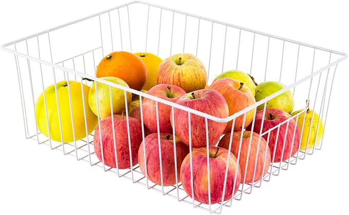 16" L x 12" W Wider Freezer Storage Organizer Baskets Container, Deep Metal Wire Chest Upright Refrigerator Divider with Built-in Handles for Cabinet, Pantry, Closet, Kitchen - Image 3