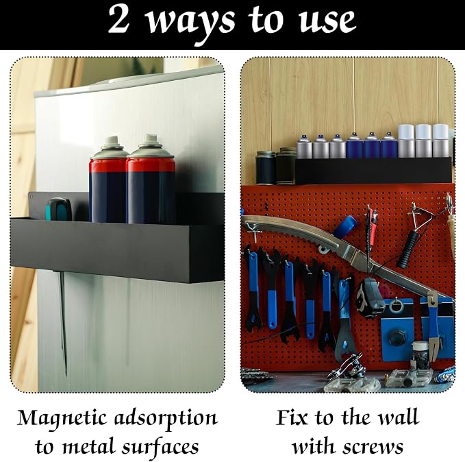 Gisafai 2 Pcs Magnetic Aerosol Spray Can Holder Heavy Duty Magnet Toolbox Bottle Holder Easy Install Spray Can Organizer Wall Mounted Bottle Rack for Garage(24.02 x 3.15 x 4.33 Inch,Black) - Image 3
