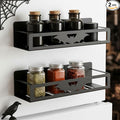 Beeveer 2 Pcs Magnetic Spice Rack for Refrigerator, Black Bat | Halloween Gothic Kitchen Decor, Spooky Home Accessories, 2 Sizes Metal Storage Shelf for Fridge Spices, No Drilling by Beeveer