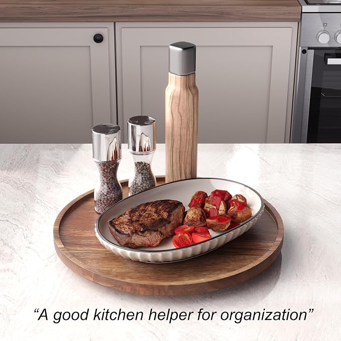 VERTORGAN Lazy Susan Bamboo Organizer for Kitchen,Cabinet(Large) | 360 Rotating Turntable,Spice Rack,Serving Tray,Pantry Vanity Organizer,Countertop Space-Saver - Image 4