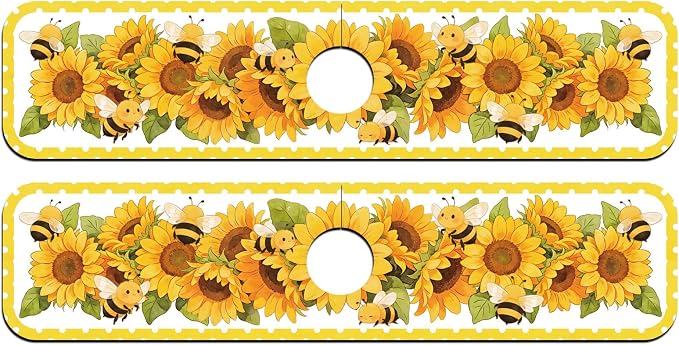 2 Pcs Kitchen Sink Splash Guard Faucet Mat Sunflower Faucet Mat for Sinks Bee Pattern Absorbing Drying Mat for Kitchen Bathroom, 23.6x5.5inch - Image 8