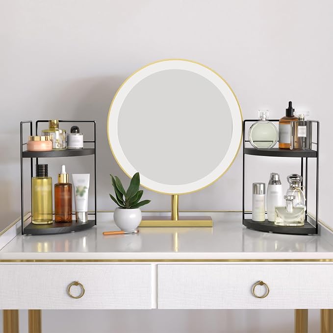 2 Pack Bathroom Counter Organizer,2 Tier Corner Bathroom Organizer | All in One Sturdy Easy Assembly Black Wooden vanity Organizer for Skincare Cosmetics Dresser Kitchen Storage and Organization - Image 2