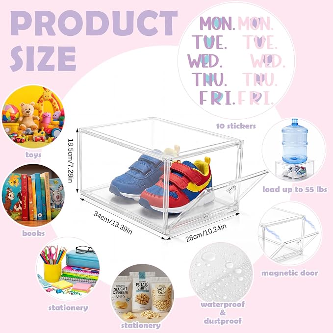 10 Shelf Weekly Clothes Organizer for School Outfits Monday to Friday Daily Daily Clothing Divider with Color Labels 13.39 x 10.24 x 7.28 Inches Plastic Storage Organizer for Home, Bedroom - Image 3