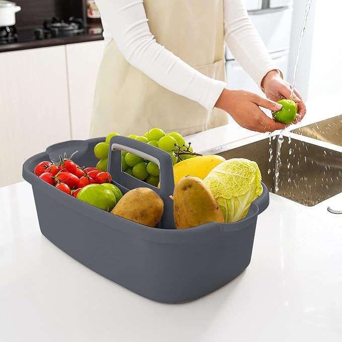 Goderewild 2 Pack Multi-Purpose Plastic Cleaning Caddy with Handle, Shower Caddy Organizer/Storage Basket/Totes Portable for Bathroom Supplies, Cleaning Products, Under Sink Tool. (grey+white) - Image 4