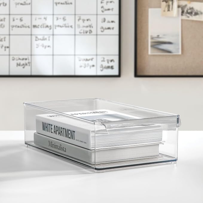 iDesign Large Stackable Fridge or Freezer Bin, Clear, Set of 3 | Front Handle, Made in USA - Image 7