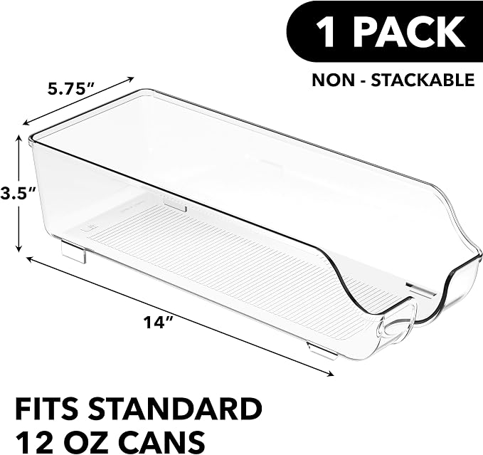 Simple Houseware Soda Can Organizer Dispenser for Refrigerator/Pantry | Clear - Image 2