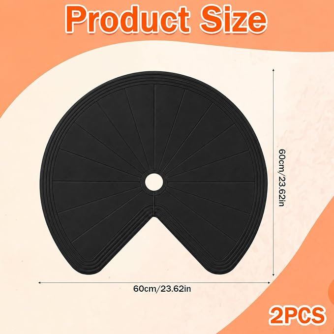 2 PCS 26.5" Lazy Susan Shelf Liner, Silicone Non-Slip Heat Resistant Turntable Mat, Pie Cut Organizer for Kitchen Cabinet Drawer Refrigerator Cupboard, Black - Image 2
