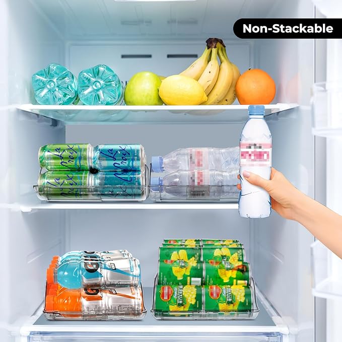 2 Packs Refrigerator Organizers and Storage Width Adjustable Can Organizer for Refrigerator Expandable Soda Can Dispenser for Beer Soda Pop Can Soda Organizer for Fridge Kitchen Pantry Clear - Image 4