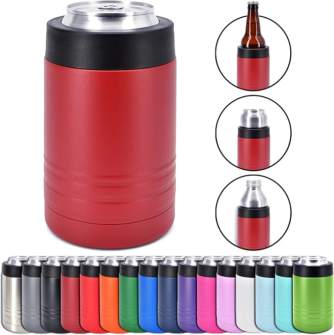 Clear Water Home Goods 4-in-1 12 oz Can Cooler Maroon | Double Wall Vacuum Insulated 18/8 Stainless Steel, Fits 12 oz Cans & Bottles and 16 oz Cans, Powder Coated Finish by ClearWaterHomeGoods