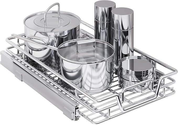 Kitchen Cabinet Pull Out Shelf and Drawer Organizer Slide Out Pantry Storaqe Basket in Multiple Sizes (14" W x 21",1 Tier) by Unknown