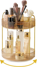 Asayuee 360 Rotating Makeup Organizer,2 Tier Large Capacity Make Up Organizers and Storage,Skincare Perfume Vanity Organizers,Bathroom Cosmetics Storage Organizer Countertop(Gold) by Asayuee