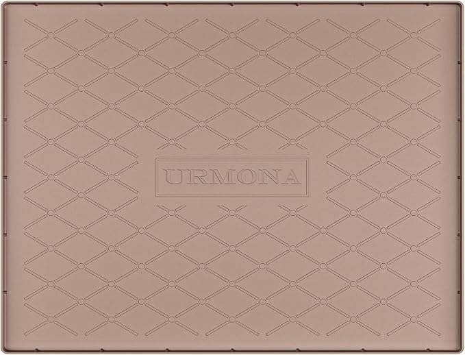 URMONA 28" x 19" Waterproof Silicone Mat in Multiple Sizes & Colors, Under Sink Mat for Kitchen & Bathroom, Pet Food Pad for Dogs & Cats, Kitchen Cabinet Liner, Multi-Purpose for Storage(Khaki) by URMONA