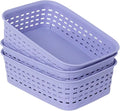 Soddeph Plastic Storage Baskets for Cabinets, Household Pantry Organization with Handle,Organizer Bins for Room,Bathrooms,Under-Sink,Kitchen (Purple, XS-3PACK) by Soddeph