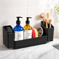 Sponge Holder for Kitchen Sink with Drying Stone, Black | Kitchen Caddy Sink Organizer, 2 Removable Cups, Premium ABS, Anti-Slip, 12.7" Sponge and Soap Holder for Kitchen Counter by Sotfamily
