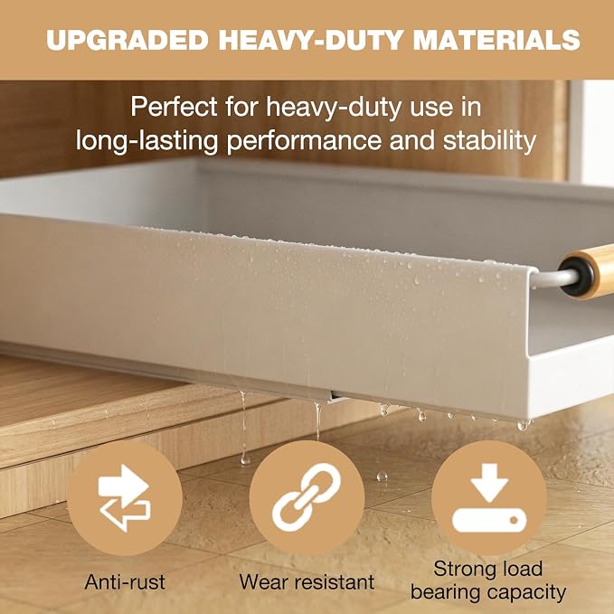 Pull out Cabinet Organizer, 16" Deep Pull Out Drawer for Kitchen Cabinets Adhesive with Nano Film, Slide out Cabinet Organizer Shelf for Pantry Bathroom Organization White - Image 3