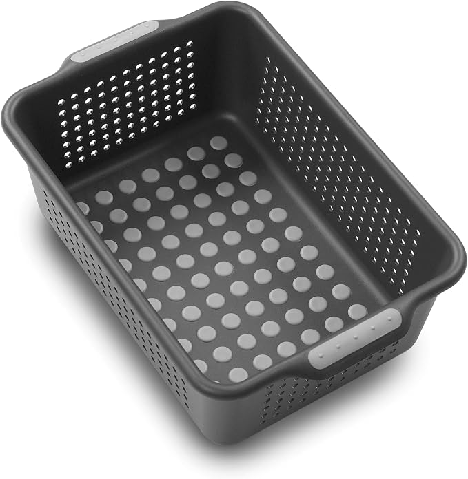madesmart Classic Large Storage Basket with Soft Handle, Granite | non slip feet, rounded corners, side handles, easy carry, soft grip bottom, general storage, woman owned - Image 2