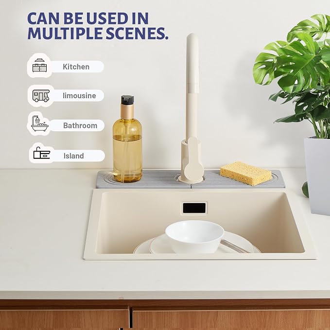 Fast Drying Stone Faucet Mat for Kitchen Sink stone quick dry around faucet | Sink Splash Guard Water Absorbing Stone Tray for Sink, Counter Protector Matt for Kitchen & Bathroom - Image 7