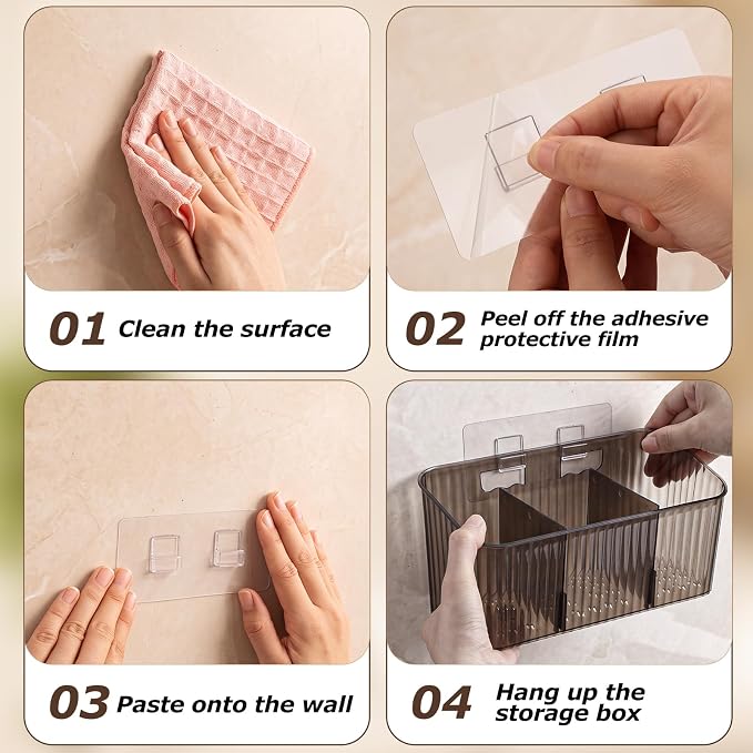 7 Pack Cabinet Door Organizer Adhesive Wall Mount Storage Bins Makeup Containers Stackable Organizer Basket for Kitchen Cabinets, Bathroom, Pantry, Office, Refrigerator (Frosted Gray) - Image 7