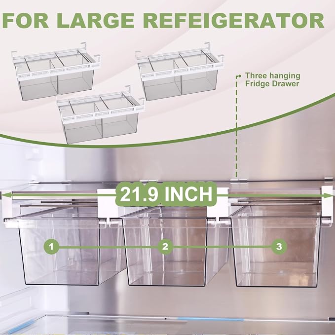 Yatmung 2 Pack Extra-Large Deli Drawer Organizer for Refrigerator Pull Out | Fridge Drawer Organizer and Storage Containers - Meat, Cheese, Produce, Fridge Sliding - Fridge Organization Bin - Image 8