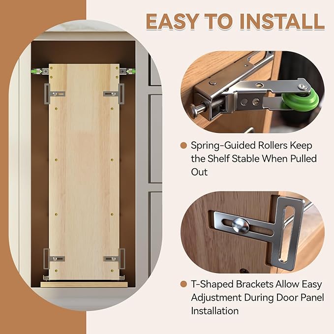 Pull Out Spice Rack Organizer for Cabinet (5" W x 22.3" D x 25.2" H), Sliding Spice Rack for Kitchen Cabinet, Wood Pull Out Cabinet Organizer for Multi-Use - Image 6