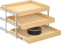 WelFurGeer 3-Tier Pull Out Cabinet Organizer with Soft Close, Heavy-Duty Pull Out Drawers for Cabinets, Slide Out Shelf for Kitchen, Pantry, Bathroom & Under Sink, Solid Birch Wood by WelFurGeer