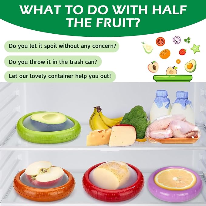 Avocado Saver and onion storage - Set of 4 Preventing Food Flavor Skewering Reusable Storage Containers for Fridge -Ideal for Garlic, Onions, Lemons, and Potatoes - Image 5