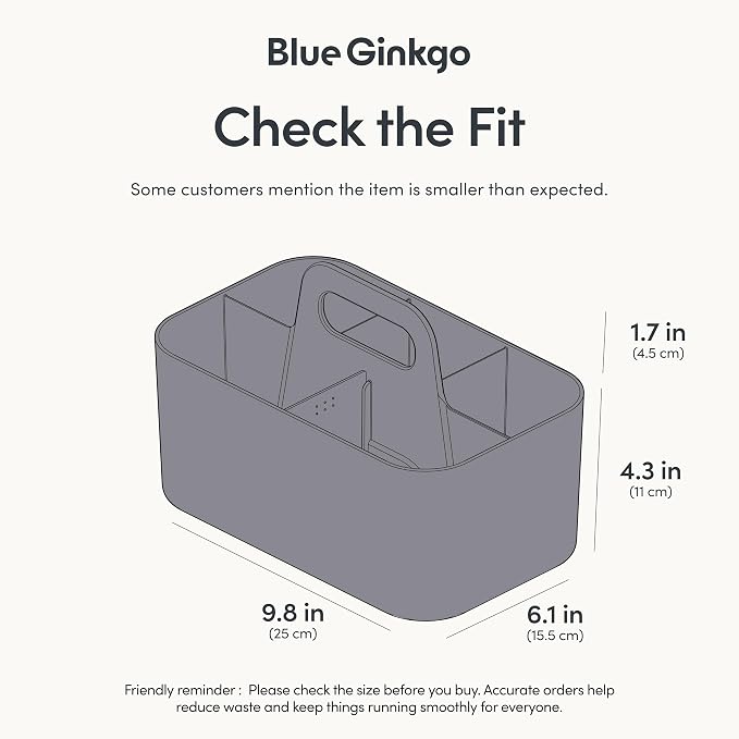 BLUE GINKGO Stackable Organizer Caddy, Rectangle, Dark Grey, Made in Korea | Portable. Adjustable. Home, Office & School Storage. - Image 3