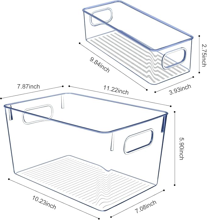 Set of 8 pantry organizers and storage, Clear Plastic Storage Bins for Kitchen Organization, Freezer Storage, Home Edit Containers - Image 3
