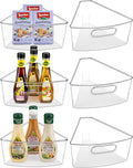 Lazy Susan Cabinet Organizer Bins for 26"/ 28"/ 32" Diameter | Corner Organizer, Plastic Cabinet Storage Bin, 1/8 Wedge - Food Safe, BPA Free, with Non-Slip Pads (for 32" Diameter, 6 Pack) by JEISSLIA