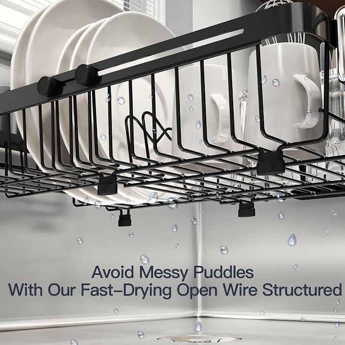 Dish Drying Rack Over The Sink with Utensil Holder | Expandable Stainless Steel Dish Drainer for Small Kitchen, Apartment, RV, Counter Space Saving, Perfect Fit, Rustproof - Image 3
