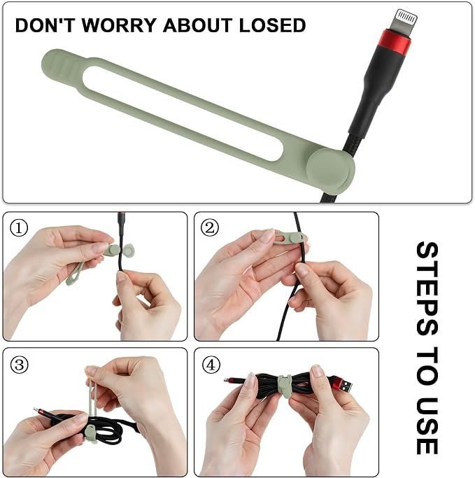 30Pcs Silicone Cable Ties, Cord Organizer Cable Management | Reusable Cord Ties for Electronics, Office Desk Accessories, Home Travel Essentials, Easy to Use, 4.2 Inch-6 Colors - Image 3