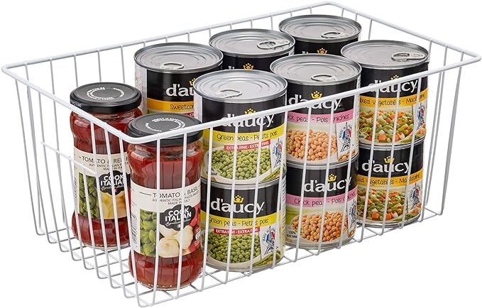 16" L x 12" W Wider Freezer Storage Organizer Baskets Container, Deep Metal Wire Chest Upright Refrigerator Divider with Built-in Handles for Cabinet, Pantry, Closet, Kitchen - Image 5
