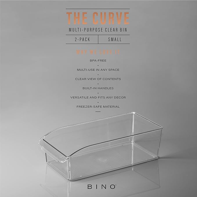 BINO | Plastic Storage Bins, Small | THE CURVE COLLECTION | Multi-Use Organizer Bins | Storage Containers Kitchen, Pantry and Home Organization | Fridge Organizers | Pantry Organization (Pack of 12) - Image 2