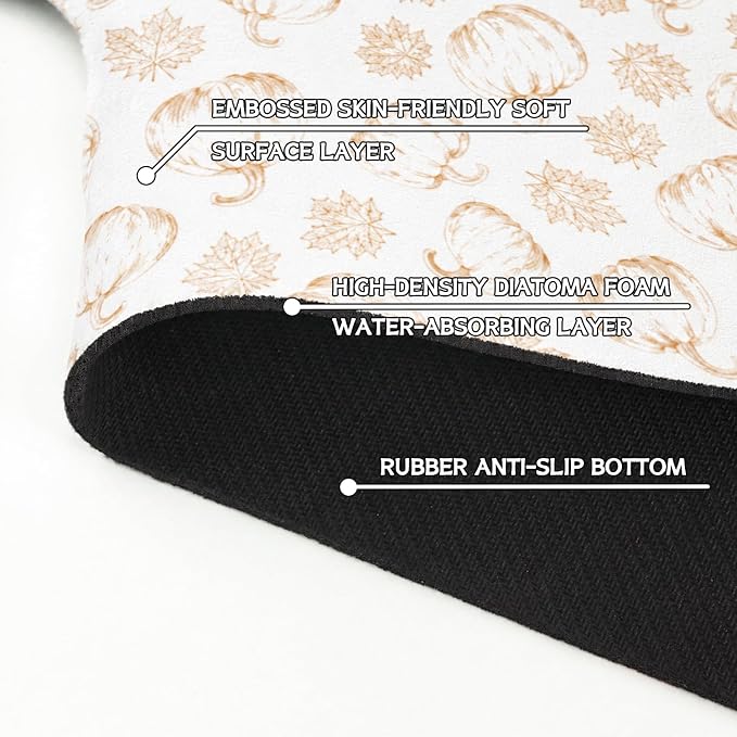 Fall Kitchen Sink Splash Guard Faucet Mat,White Maple Leaf Pumpkin Autumn Thanksgiving Faucet Non-Slip Absorbent Mat,Farmhouse Sink Splash Guard Behind Faucet for Kitchen Bathroom, 15"x5.5" - Image 5
