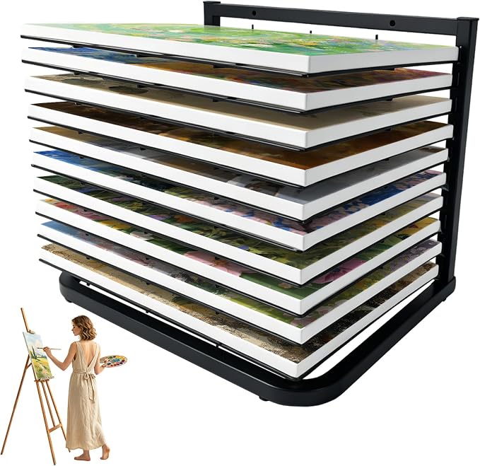 LIAQICHA Art Drying Rack for Classroom - 10 Removable Shelves, Wall/Tabletop Art Rack & Storage Rack for Art Studio, Craft Room, Desktop - Canvas, Painting, Paper Drying Rack, Print Display Rack by LIAQICHA
