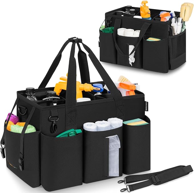 IBVIVIC Wearable Cleaning Caddy Bag for Cleaning Supplies, Black | Cleaning Organizer Tote Bag with Handle & Shoulder Straps Kitchen Cleaning Supplies Storage Bag for Cleaners & Housekeepers - Image 8