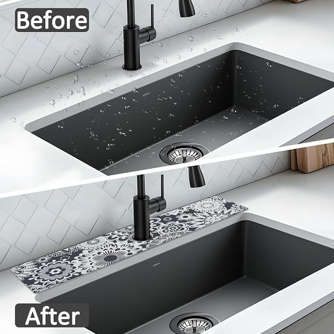 24" X 5.5" Kitchen Sink Splash Guard Faucet Mat Mandala Super Absorbent Fast Drying Faucet Guard & Draining Mat Sink Splash Guard Behind Faucet for Kitchen, Bathroom - Image 7