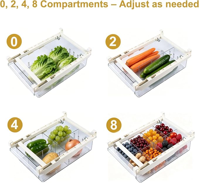 Refrigerator Organizers Storage Fridge Drawer, Storage Containers - 1pc(S) | Under Shelf Drawer for Fruit, Deli, Cheese, Seafood, Pull Out Plastic Organizer Bins fit for Medium Fridge Shelf, Simple Use - Image 3